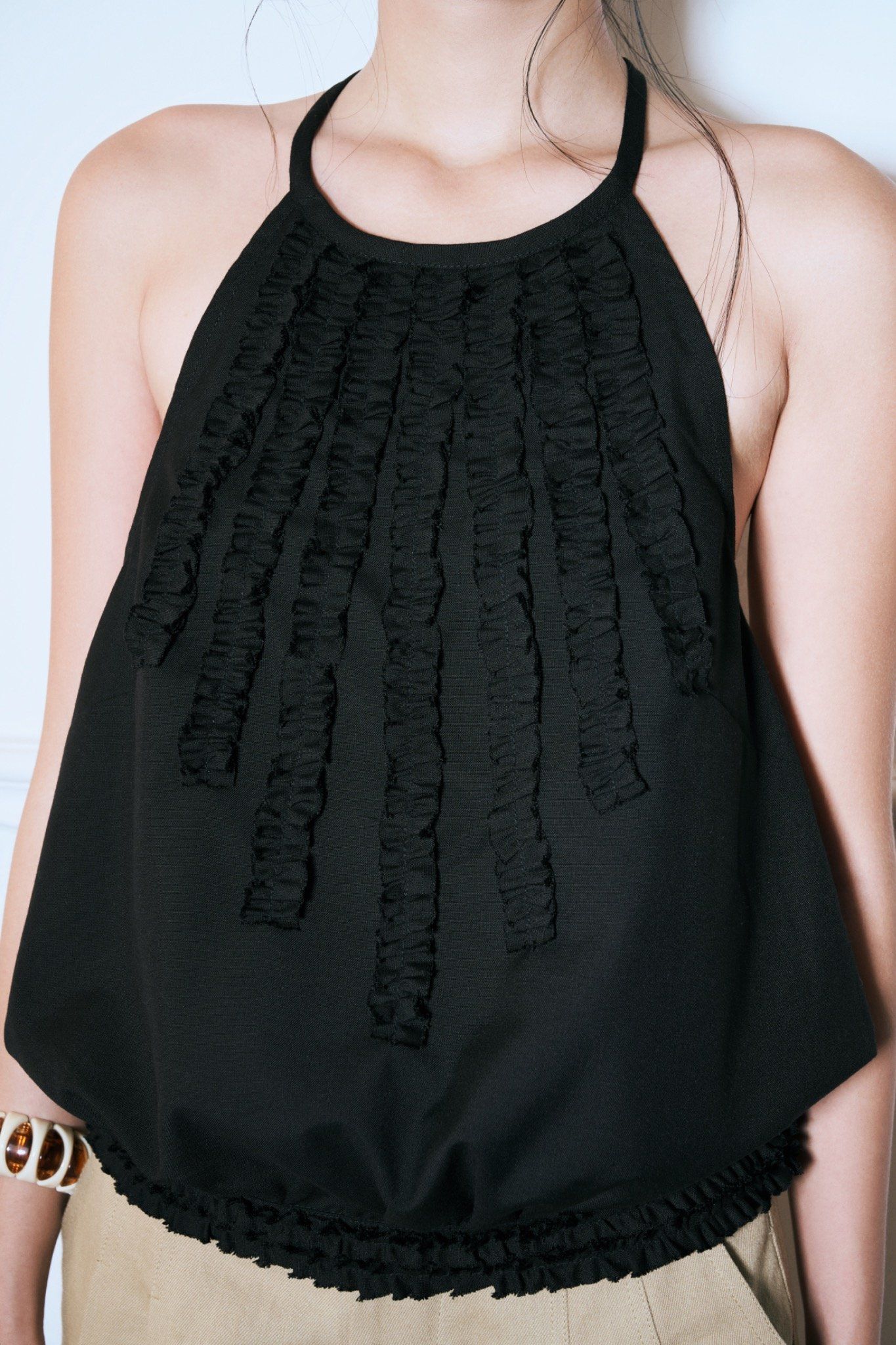  Black Ruffle Top 