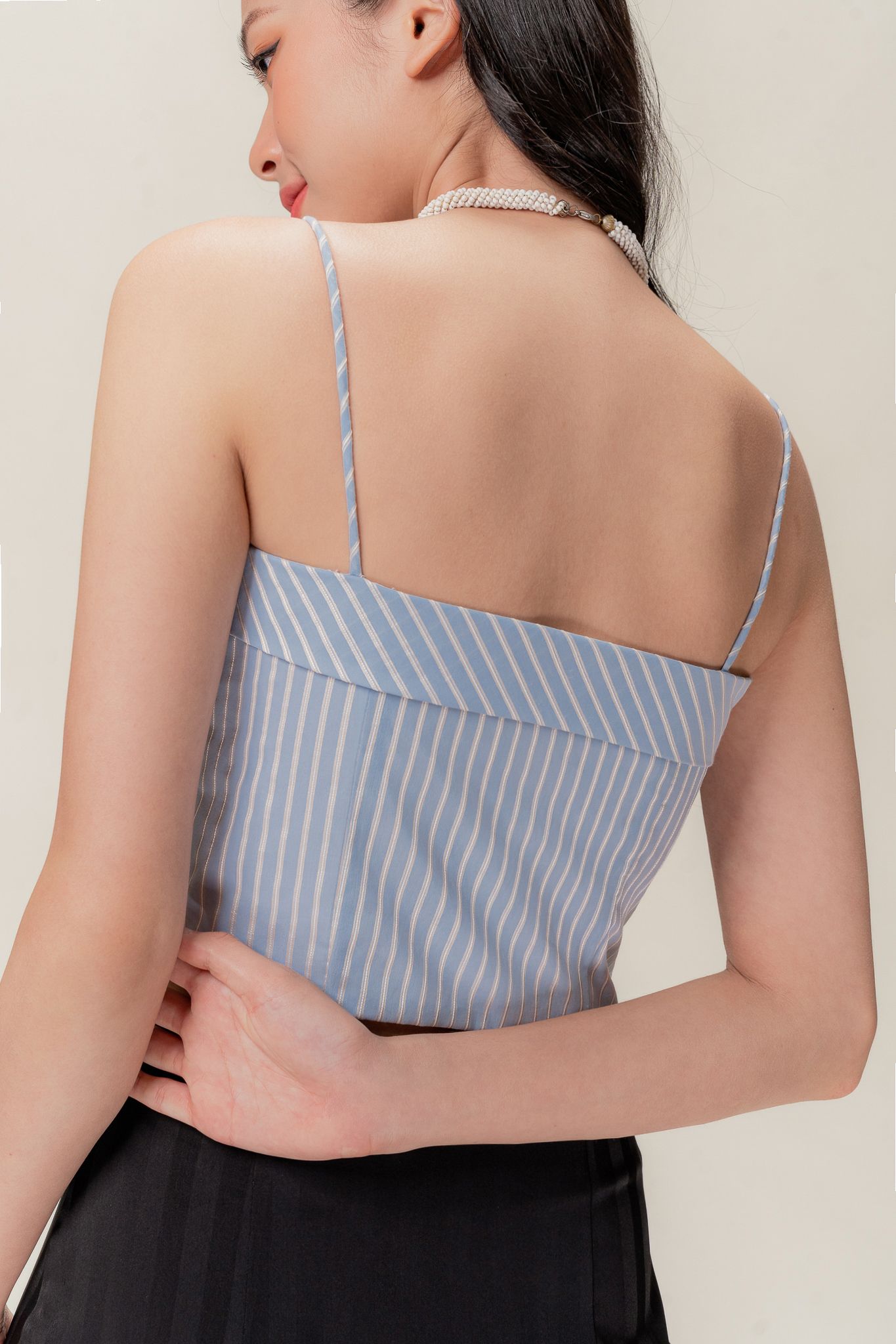  Blue Striped Strappy Cami Top 