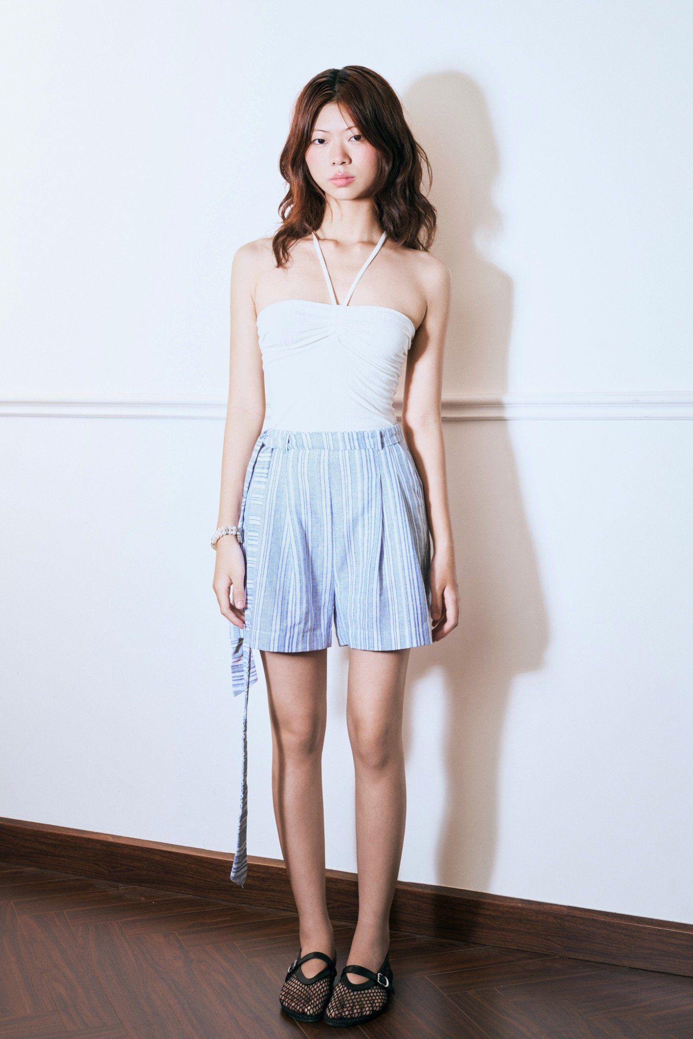  Striped Shorts With Belt 
