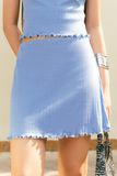  Blue Textured Jersey Mini Skirt 