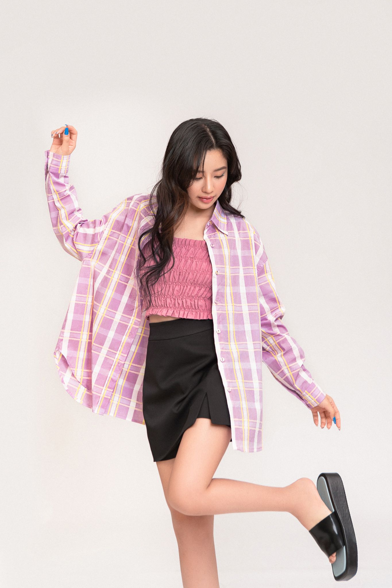  Checked Oversized Shirt 