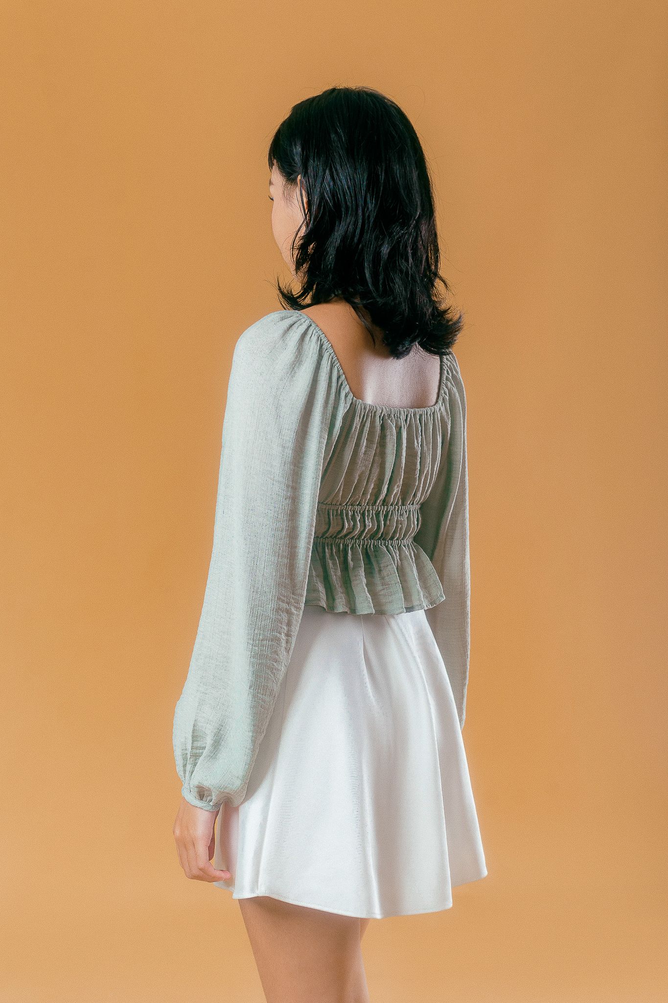  Mint Puff Sleeve Square Neck Top 