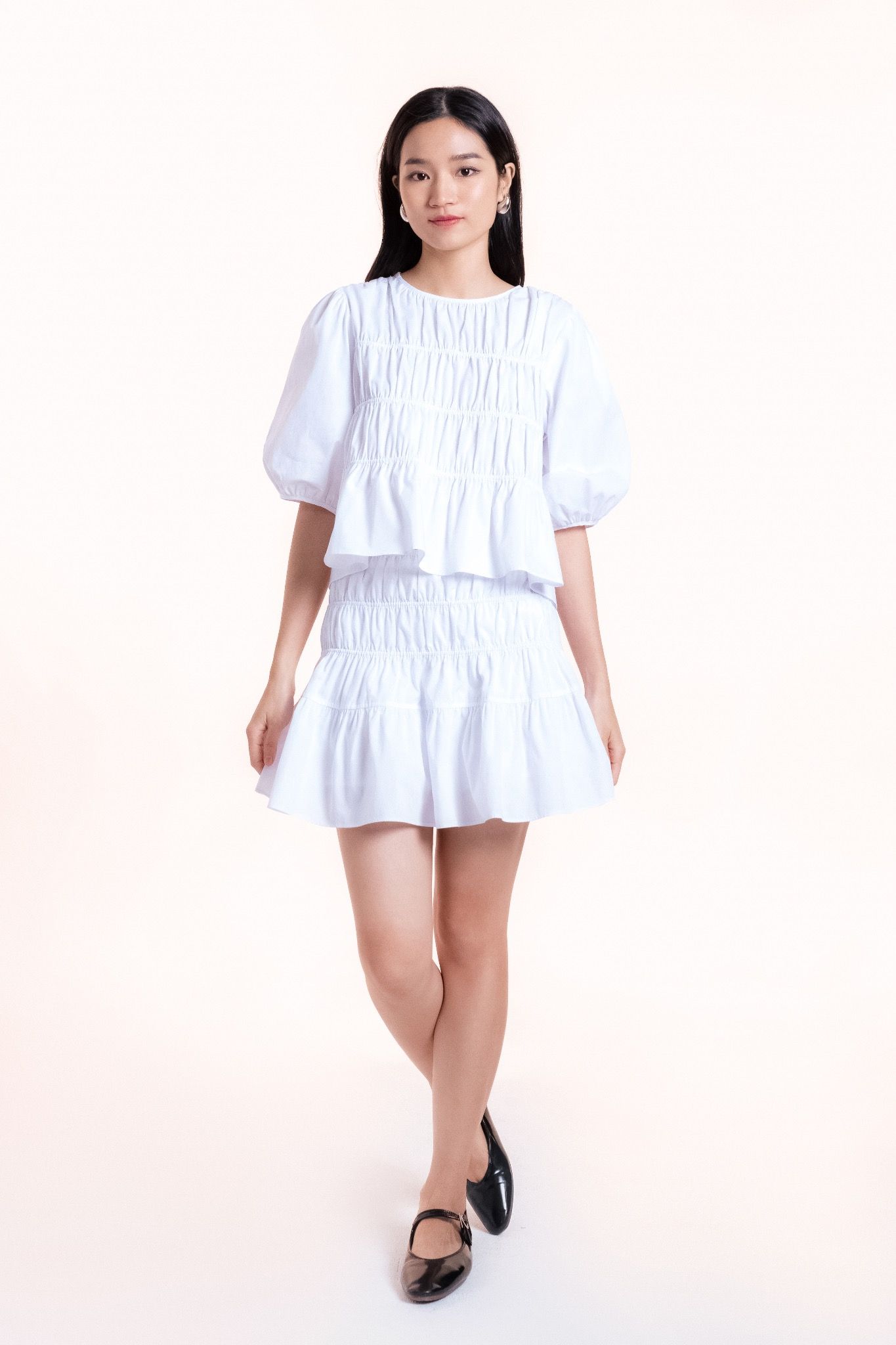  White Smock Mini Skirt 
