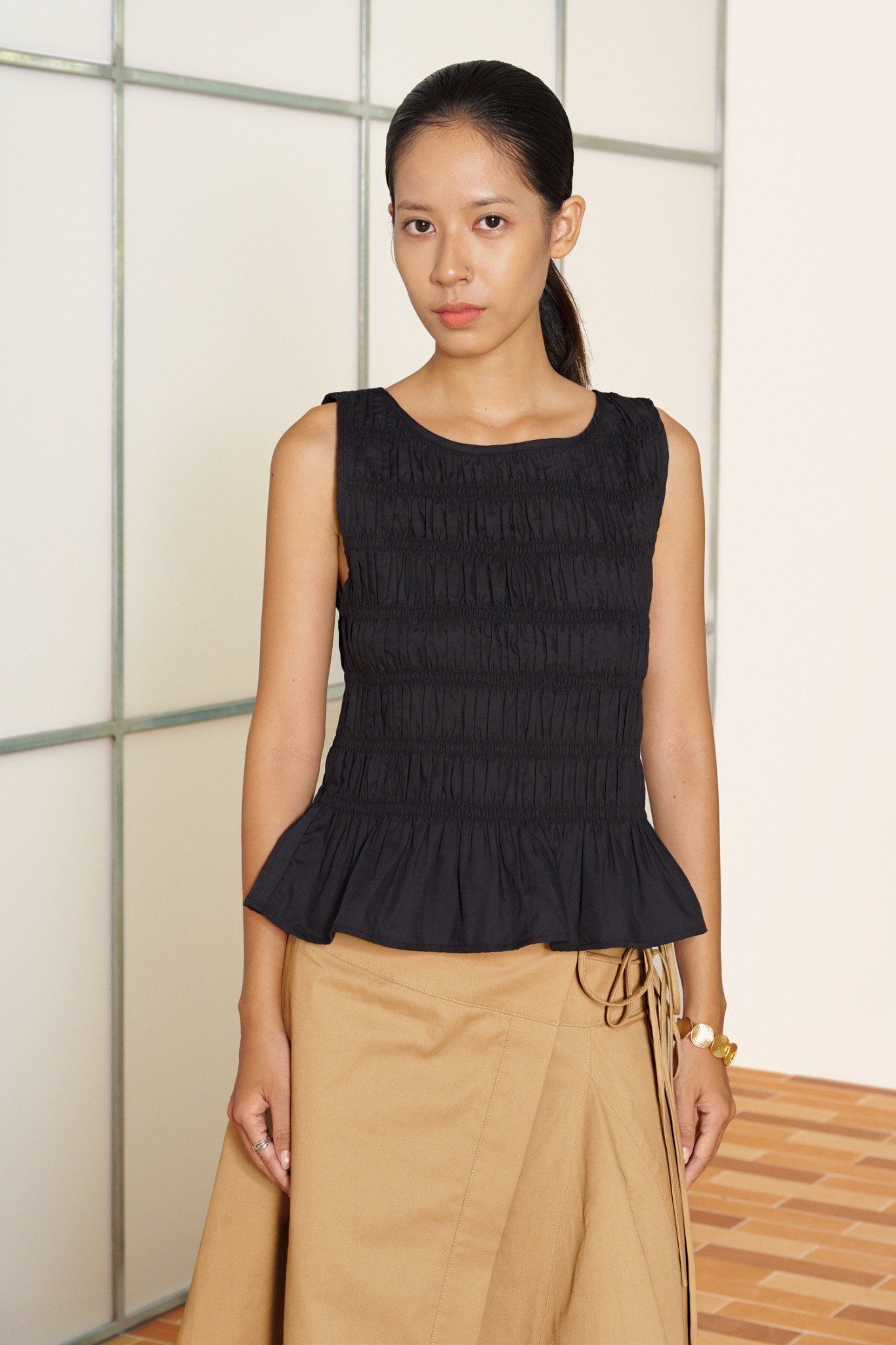  Black Smocking Top 