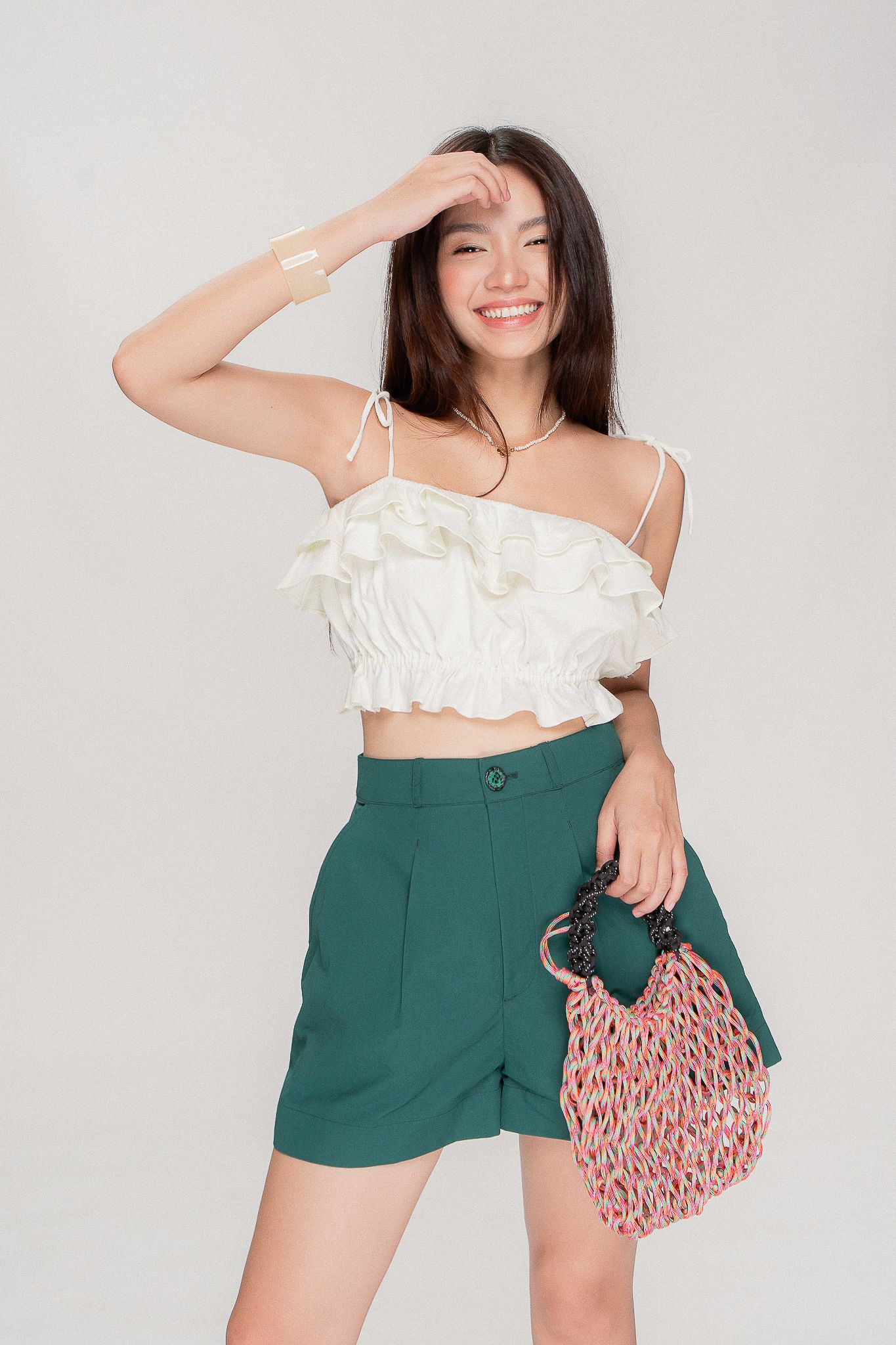  Lime Ruffle Cami Crop Top 