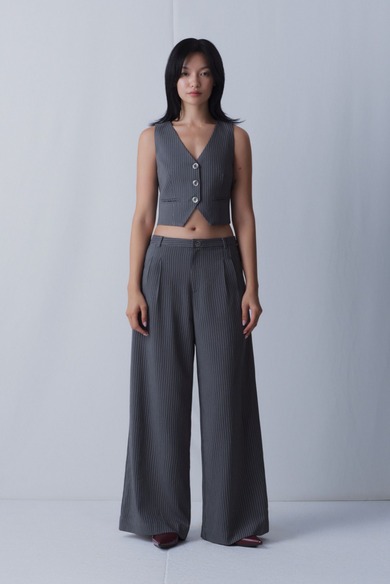  Grey Wide Leg Trousers 