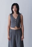  Grey Fitted Gilet Top 