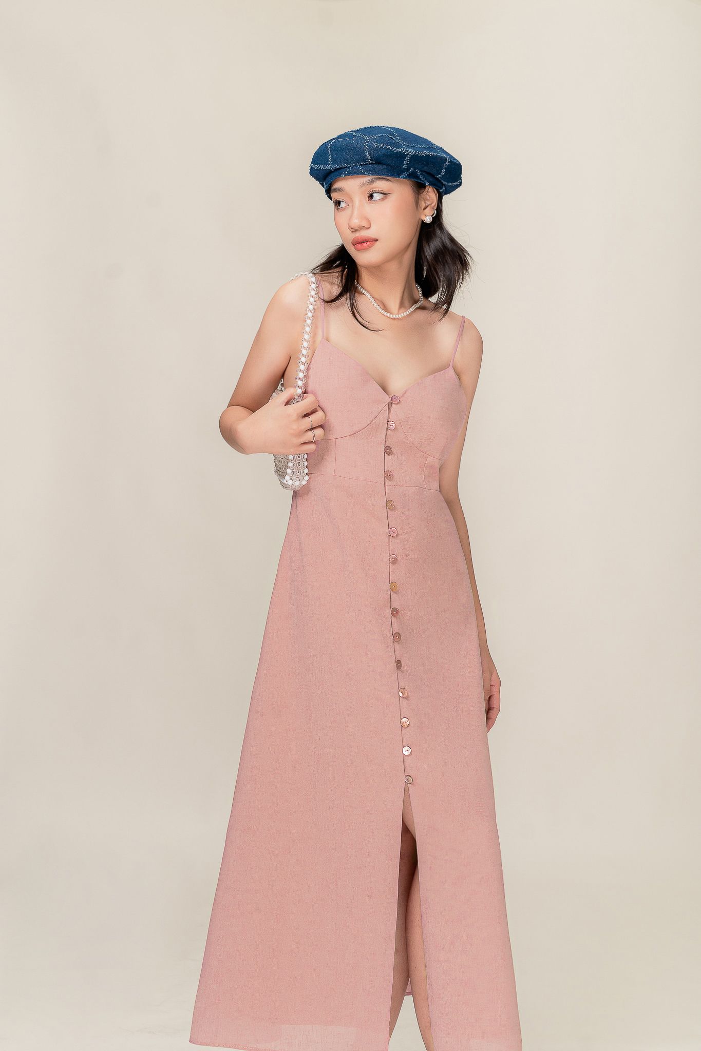  Peony V-neck Cami Midi Dress 