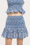 Blue Mini Floral Smock Mini Skirt 