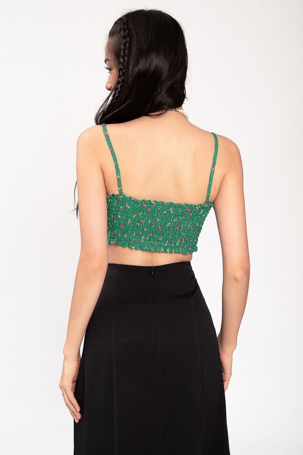  Floral Smocking Camisole  - Green 