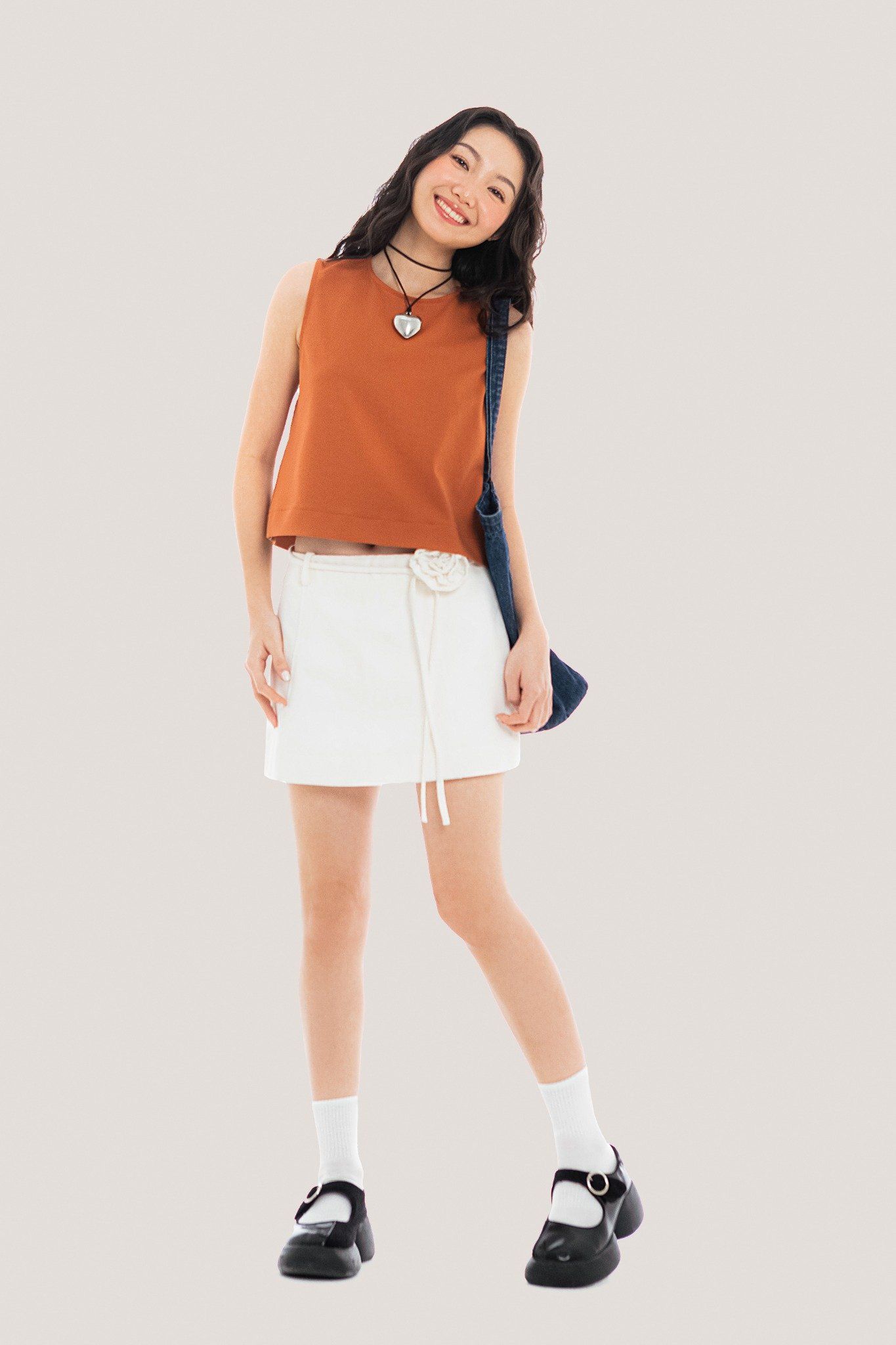  Burnt Orange Sleeveless Basic Top 