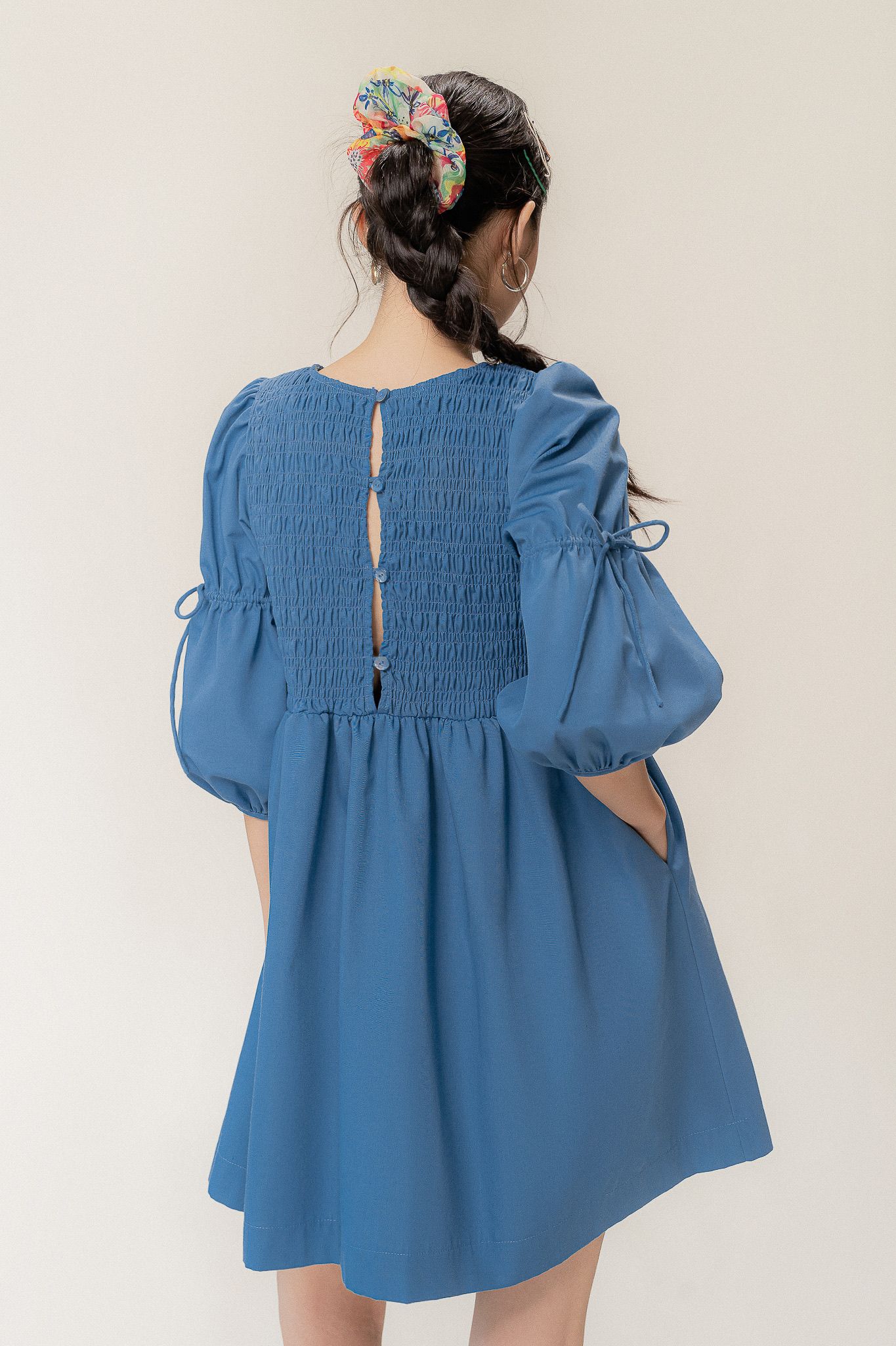  Charlotte Blue Babydoll Smock Dress 