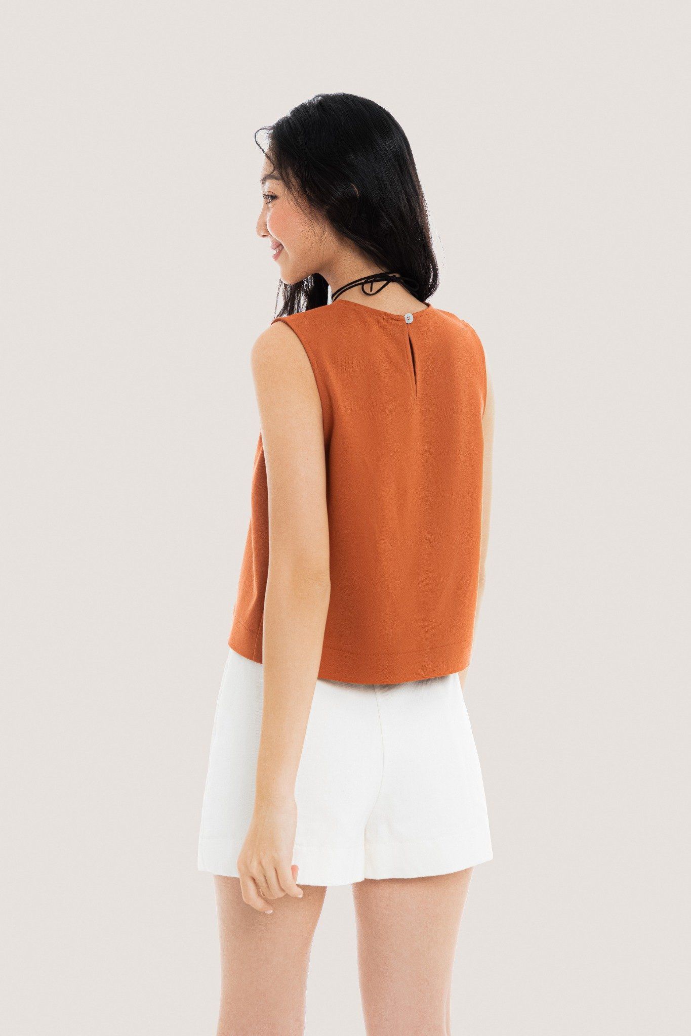  Burnt Orange Sleeveless Basic Top 