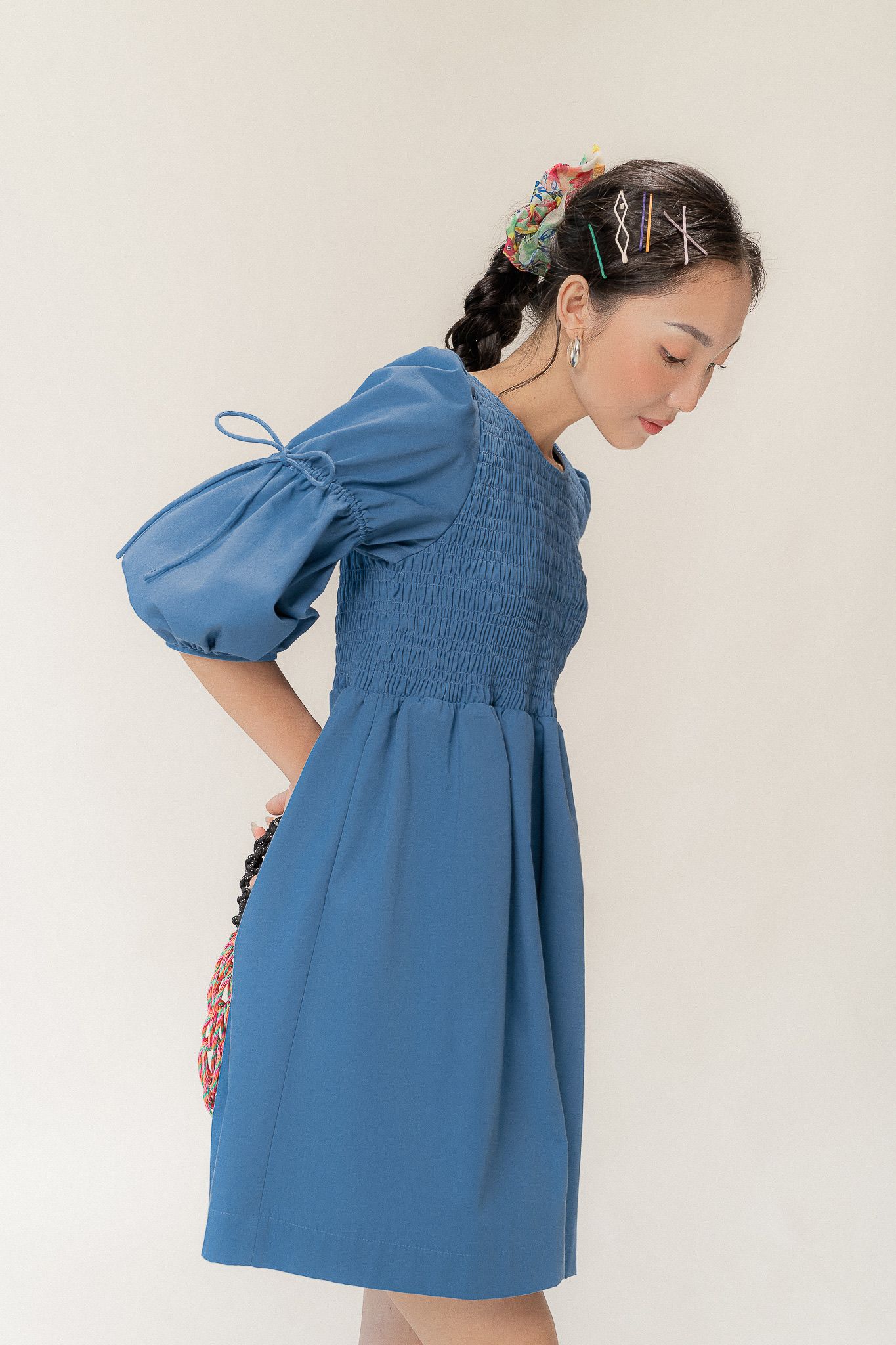  Charlotte Blue Babydoll Smock Dress 