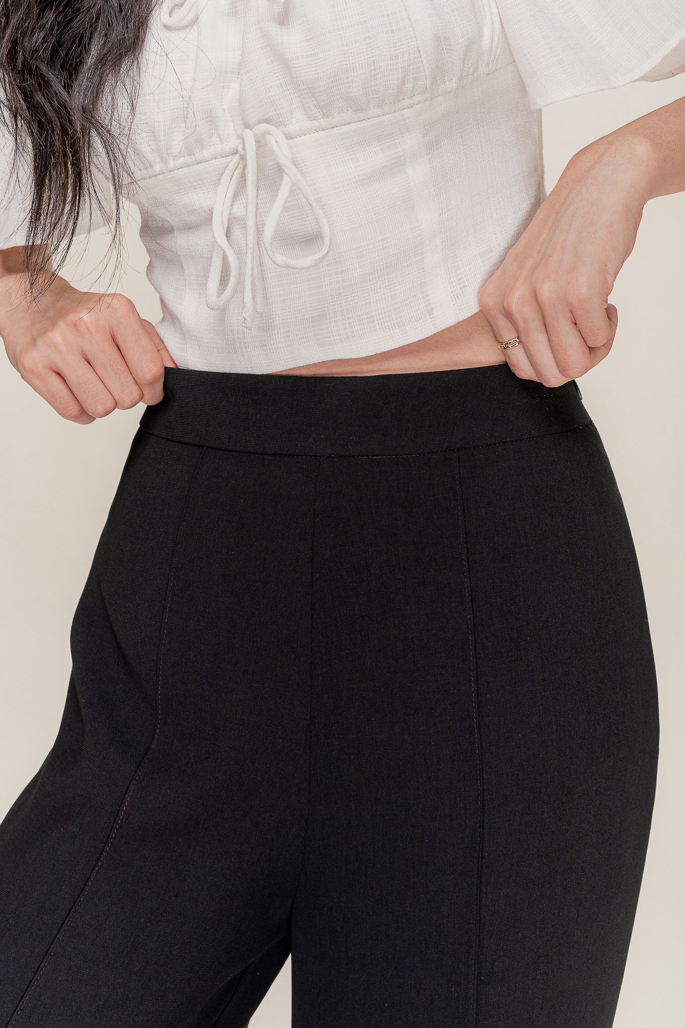  Black High Waisted Straight Leg Trousers 