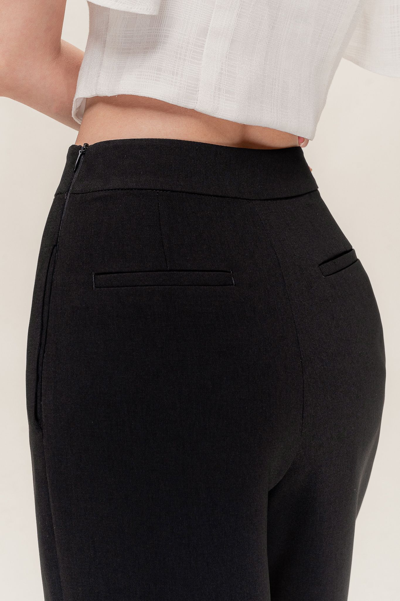  Black High Waisted Straight Leg Trousers 