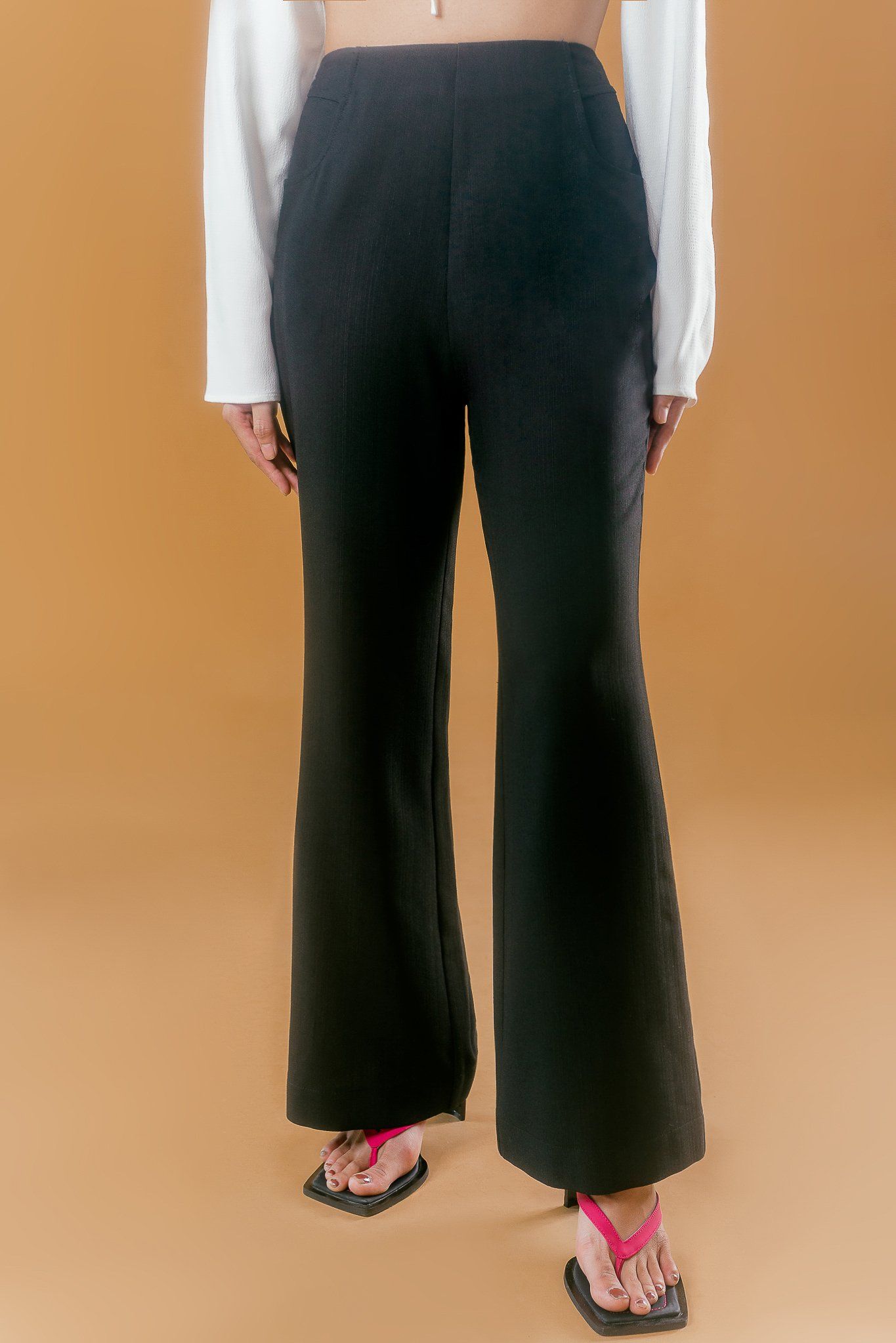  Black Tailored Flare Trousers 