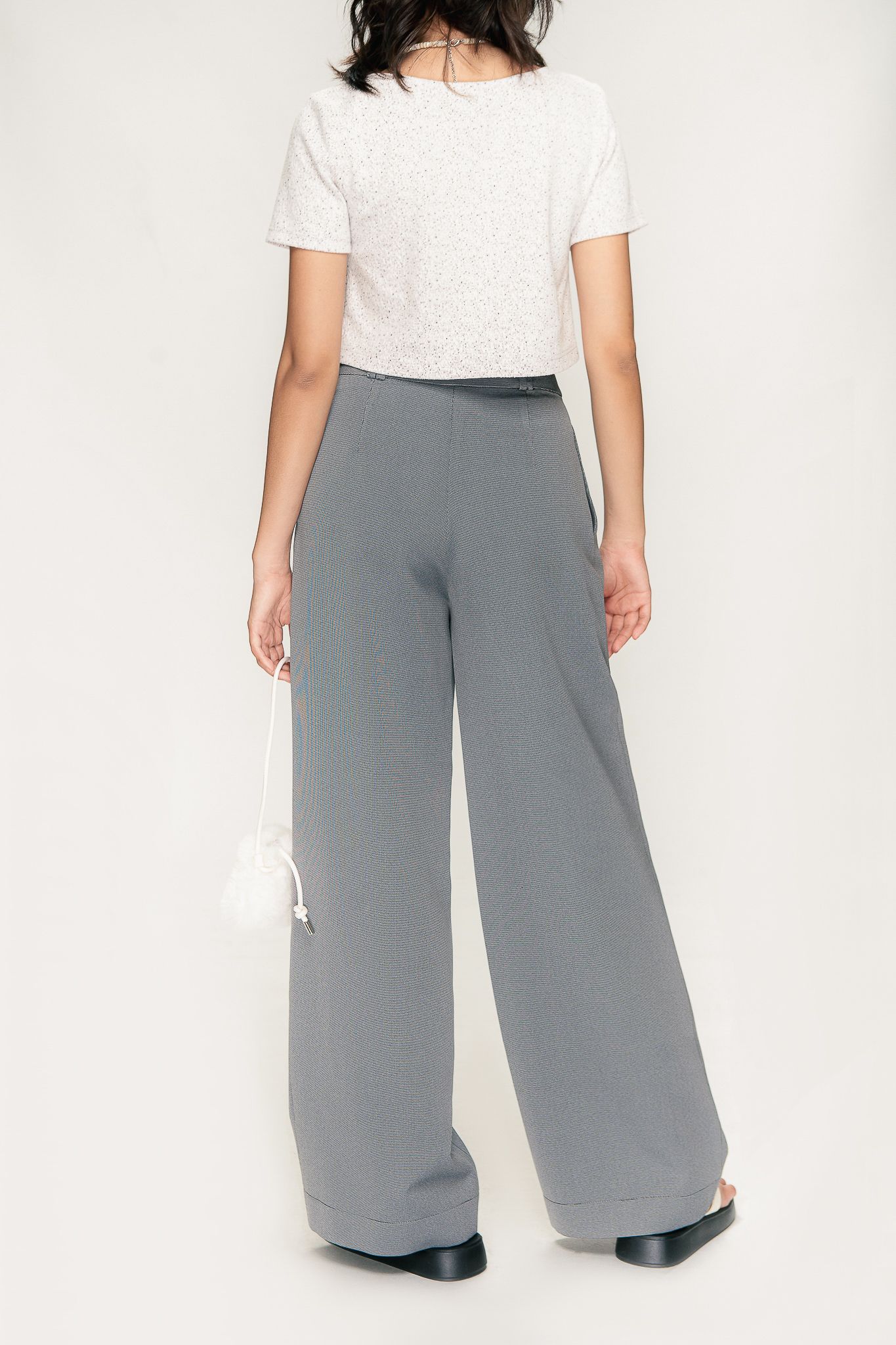  Grey Pleated Wide Leg Trouser 