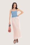  Váy lửng - Bow Ribbon Pink Lace Trimming Silk Midi Skirt - LIBÉ 5687 