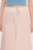  Váy lửng - Bow Ribbon Pink Lace Trimming Silk Midi Skirt - LIBÉ 5687 