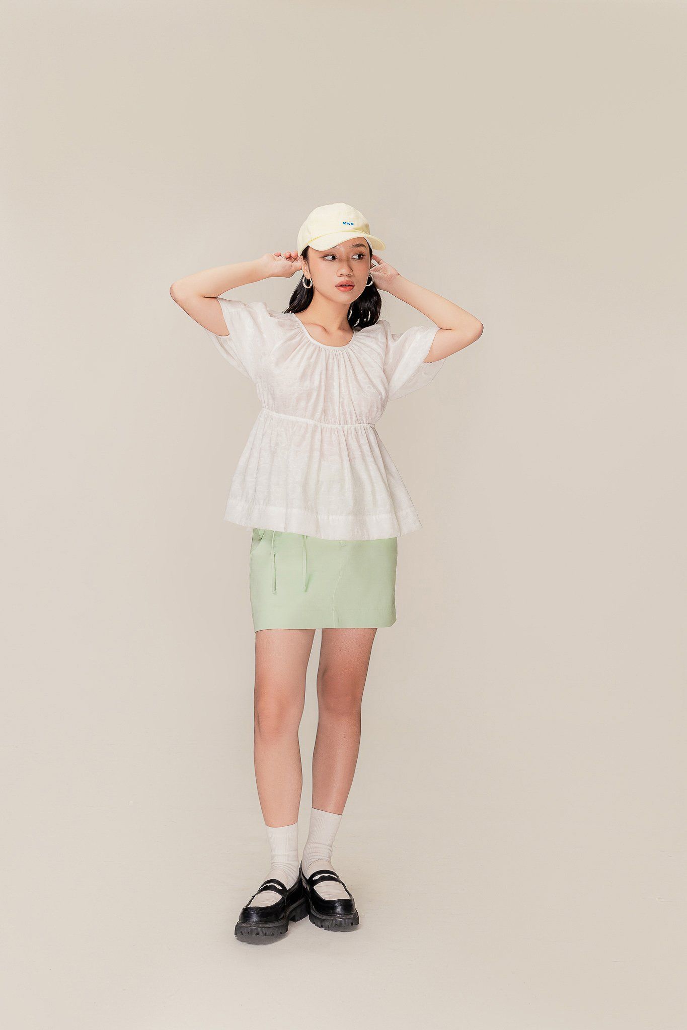  Mint Tie Belt Khaki Mini Skirt 