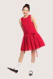  Đầm ngắn - Red Sleeveless Pleated Bow Mini Dress - LIBÉ 5677 