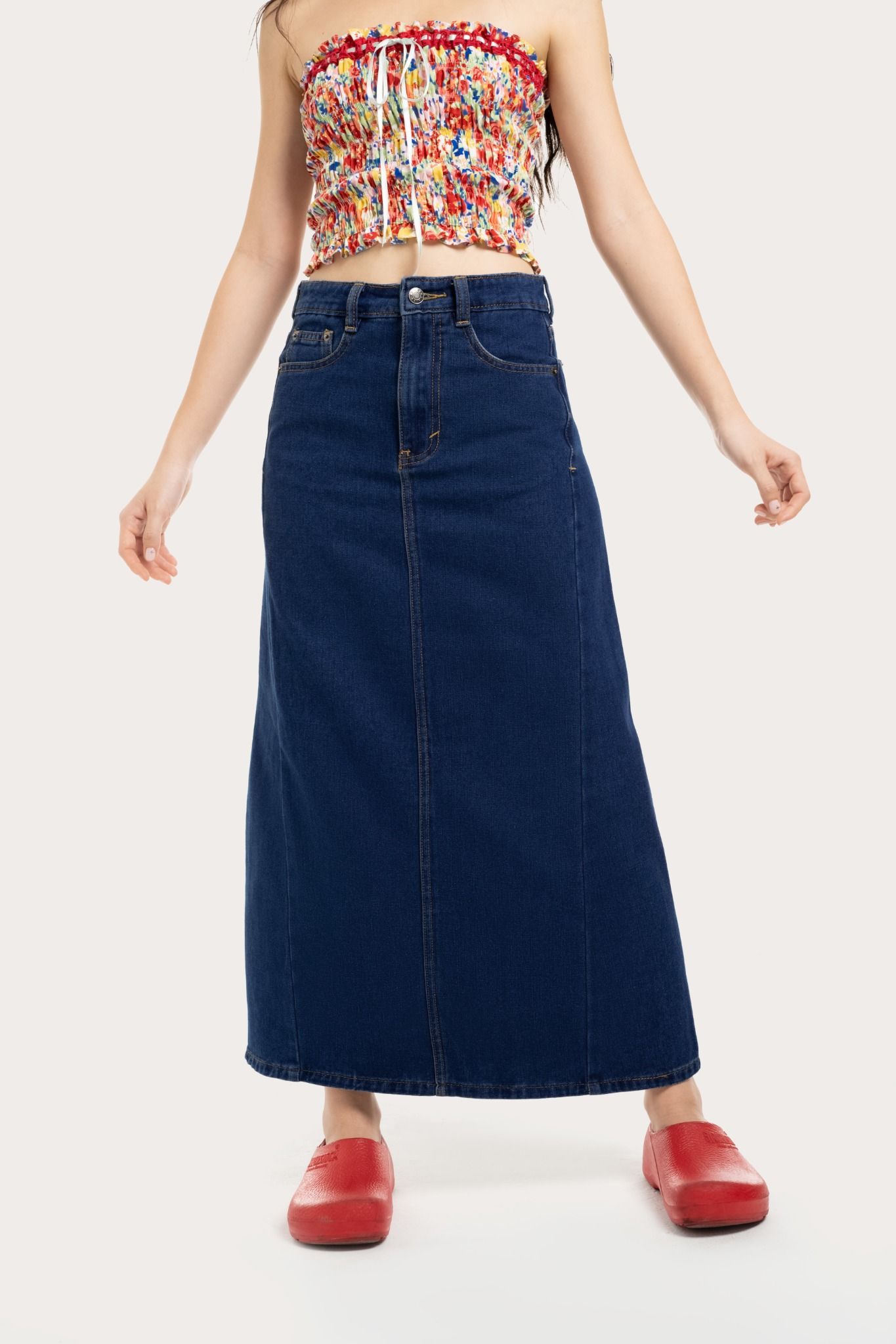  Medium Blue Maxi Denim Skirt 