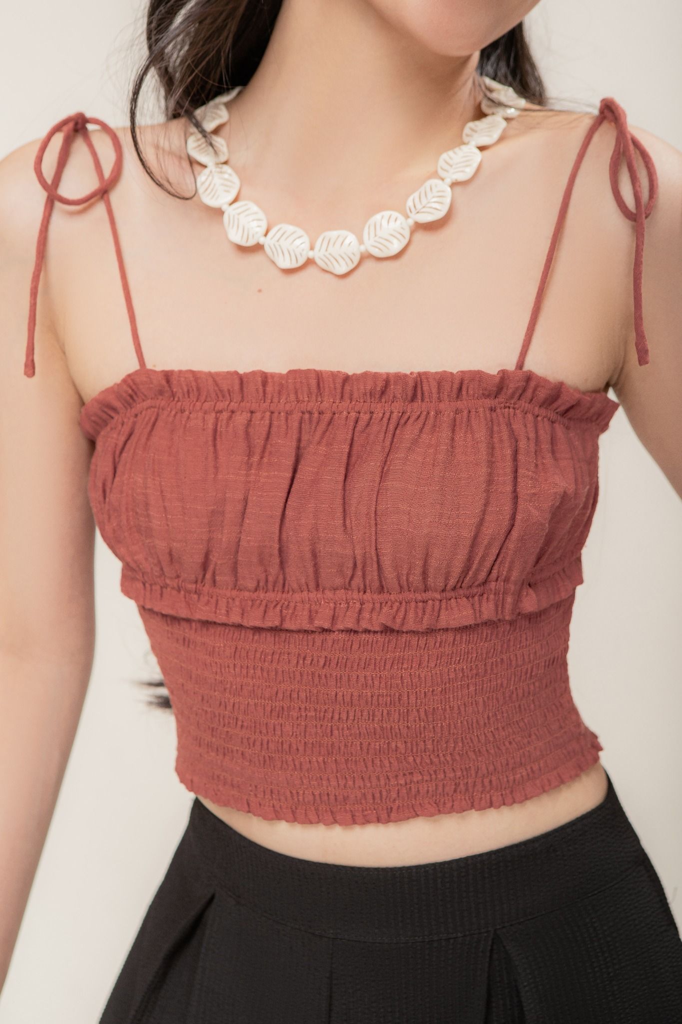  Burnt Orange Smocked Camisole 