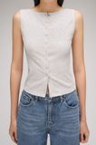  Rib Button Down Top - Grey 