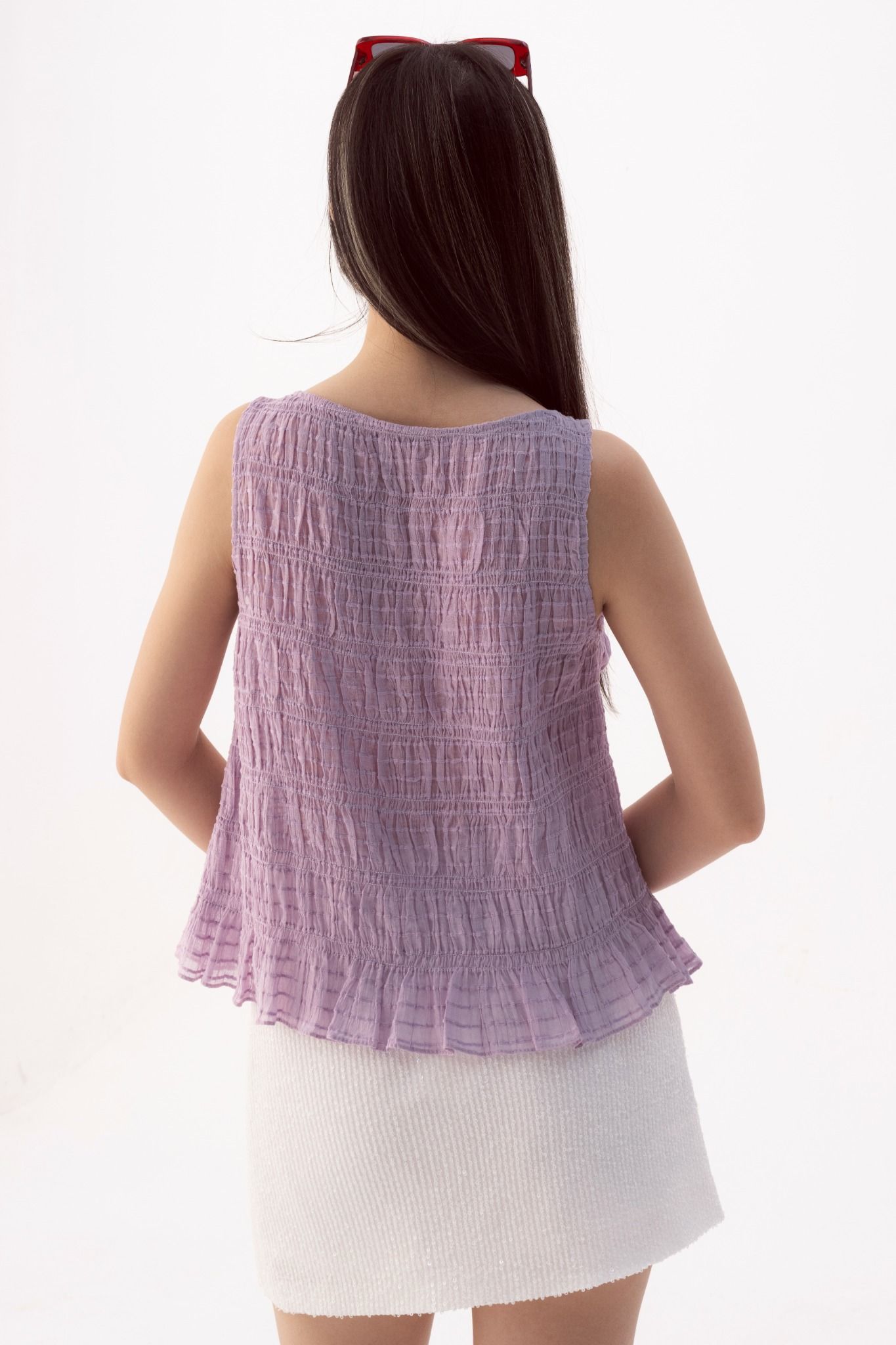  Purple Smock Sleeveless Top 