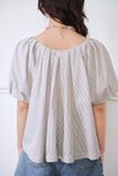 Striped Puff Sleeve Top 