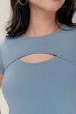  Áo kiểu - Blue Cut Out Short Sleeve Top - LIBÉ 3581 