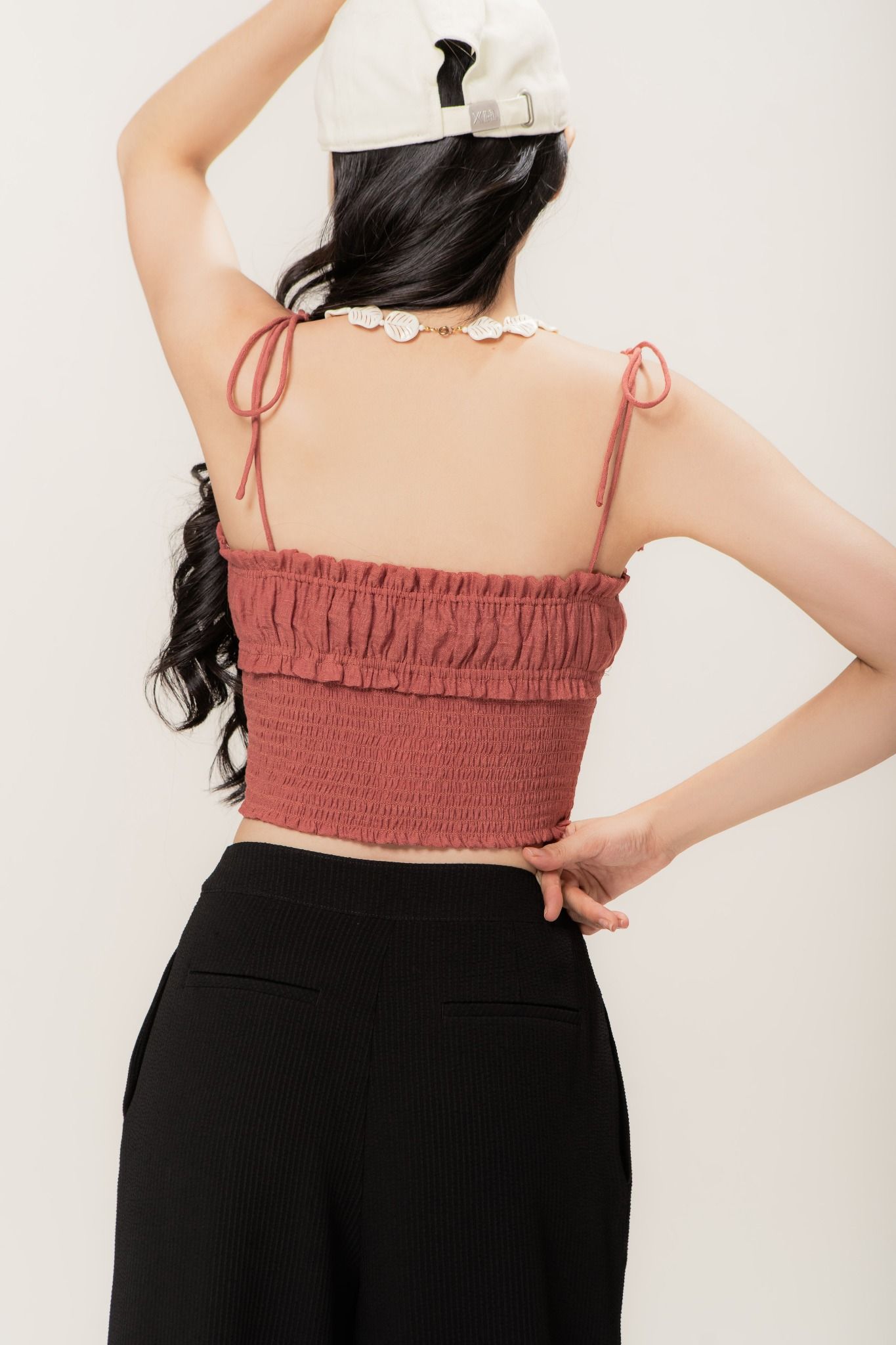  Burnt Orange Smocked Camisole 