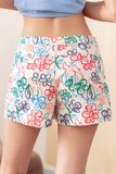  Multicolor Crayon Flowers Khaki Skorts 