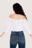  Áo kiểu - White Off Shoulder Flower Embellished Ruched Top - LIBÉ 5547 