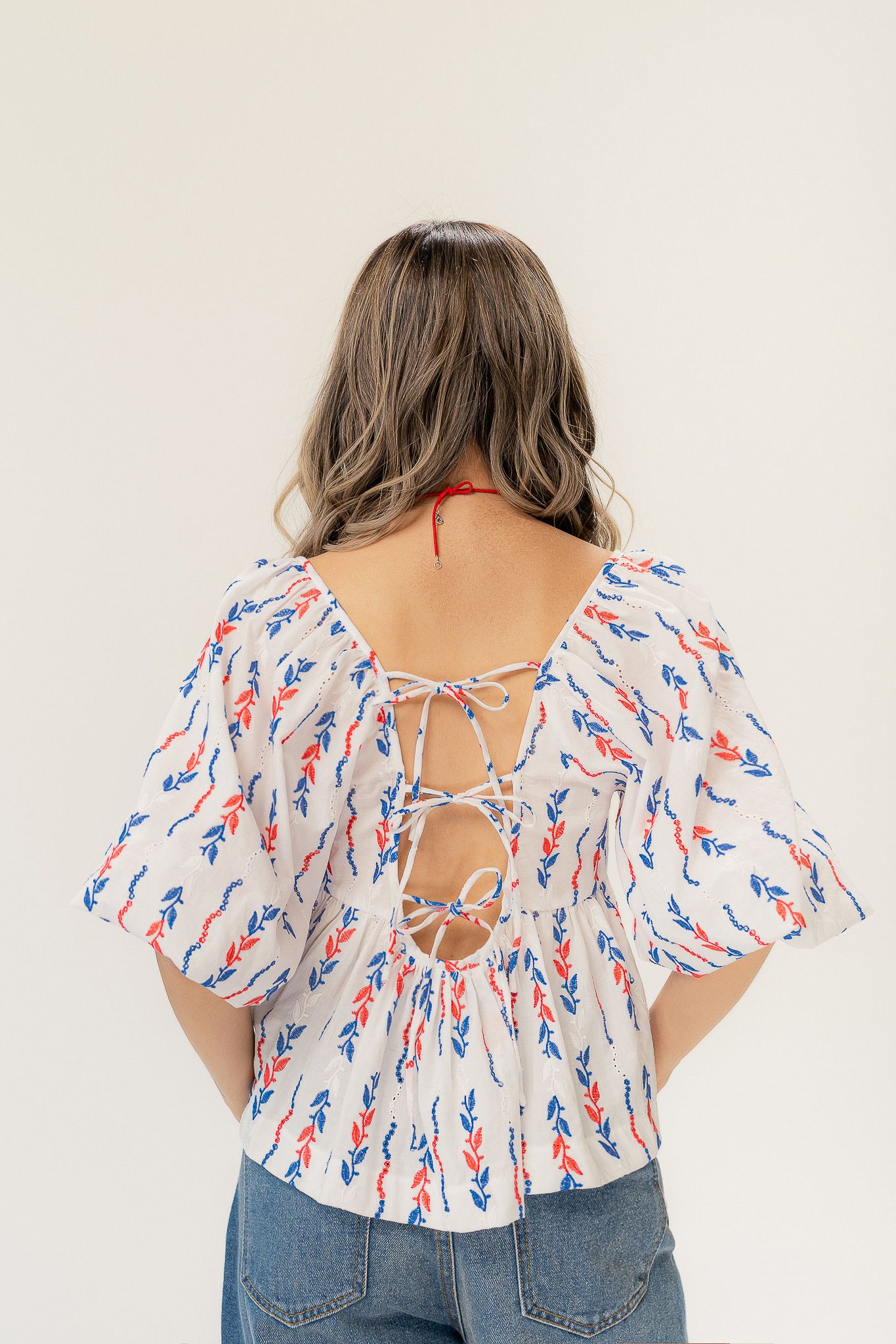 Floral Embroidered Openback Top 