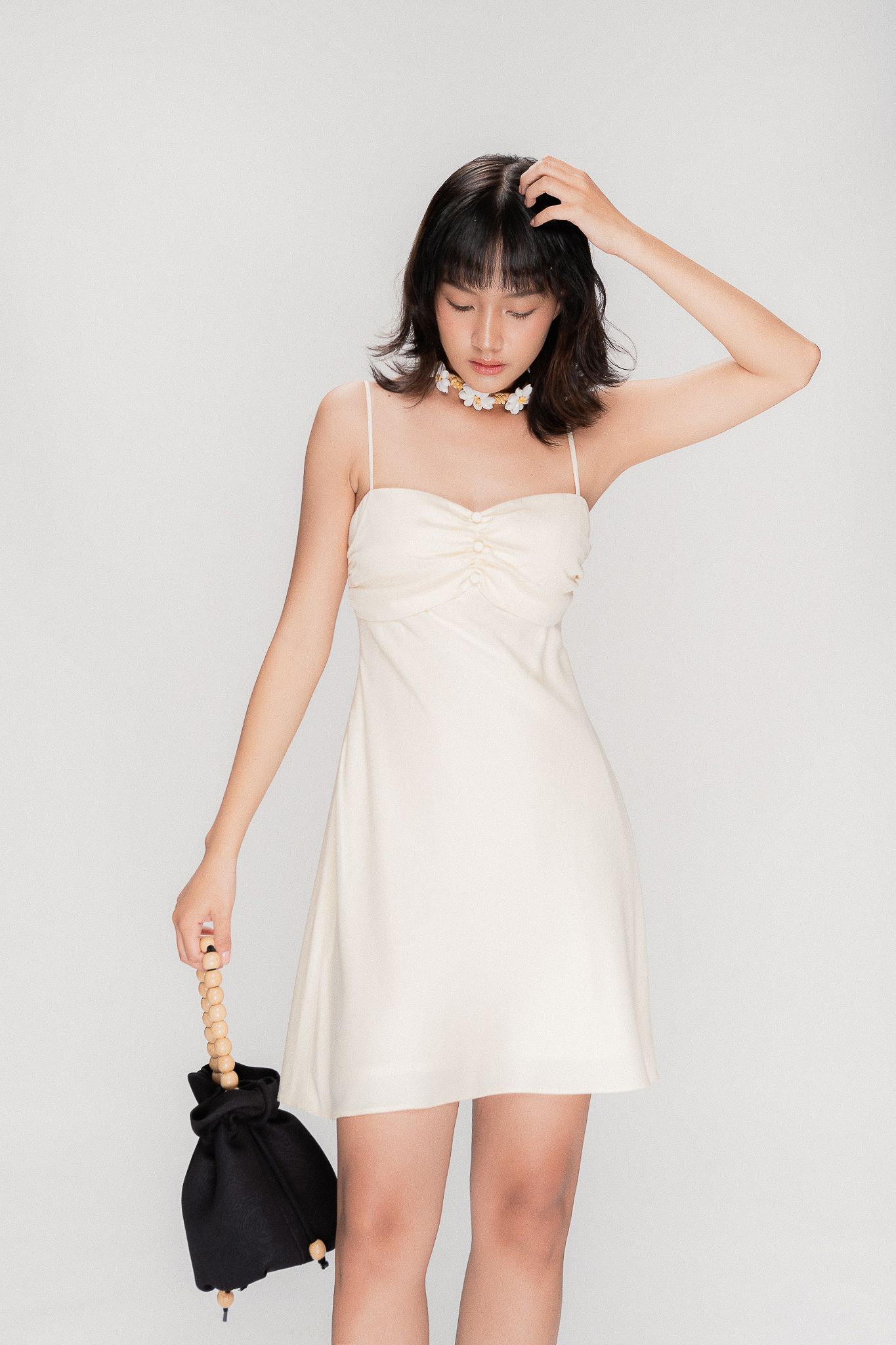  Vanilla Ruched Cup Mini Dress 