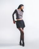  Black Mid Rise Overlap Skorts 