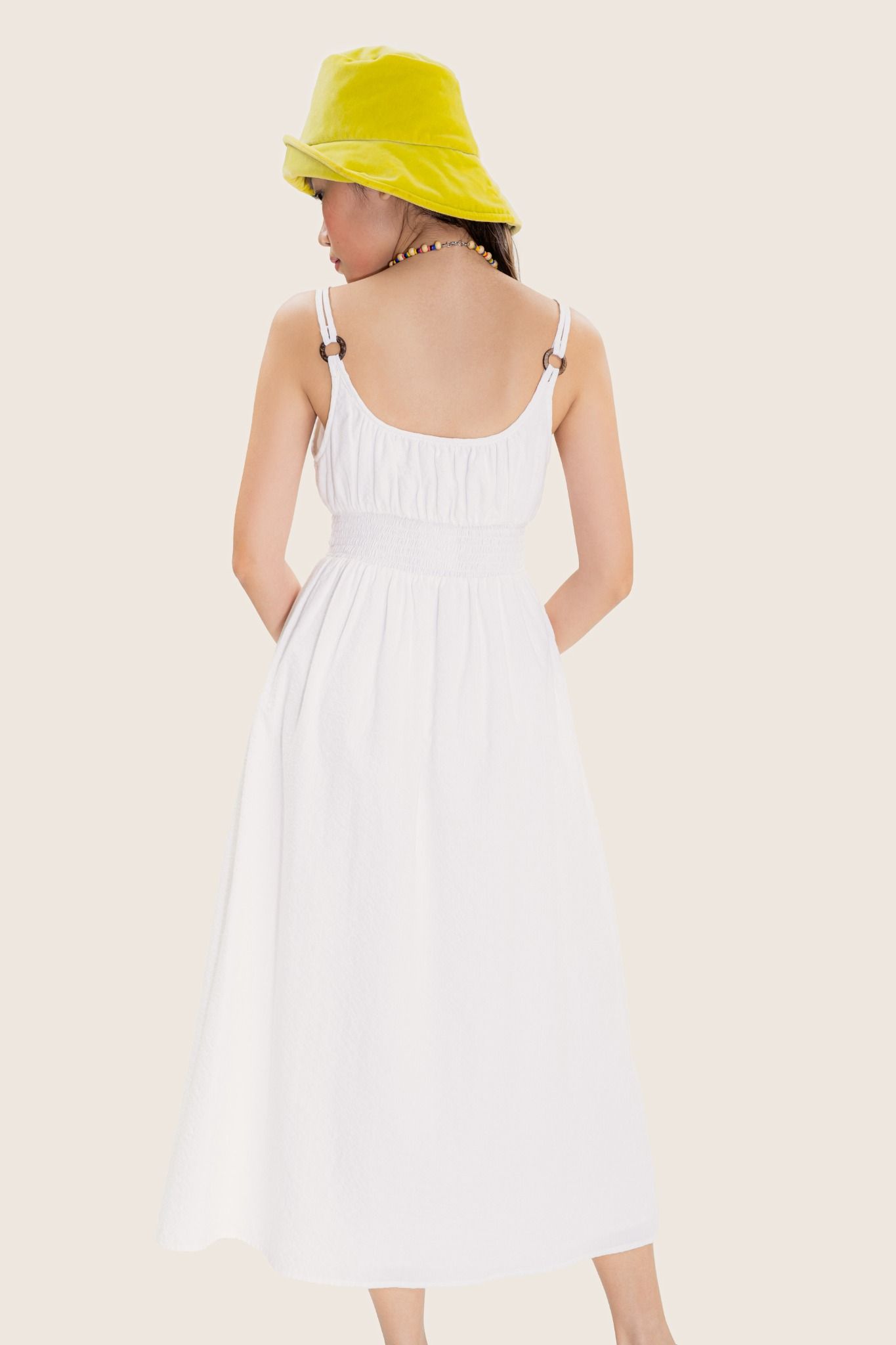  White Smock Tank Seersucker Midi Dress 