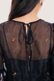  Black Flowers Embroidered Sheer Babydoll 