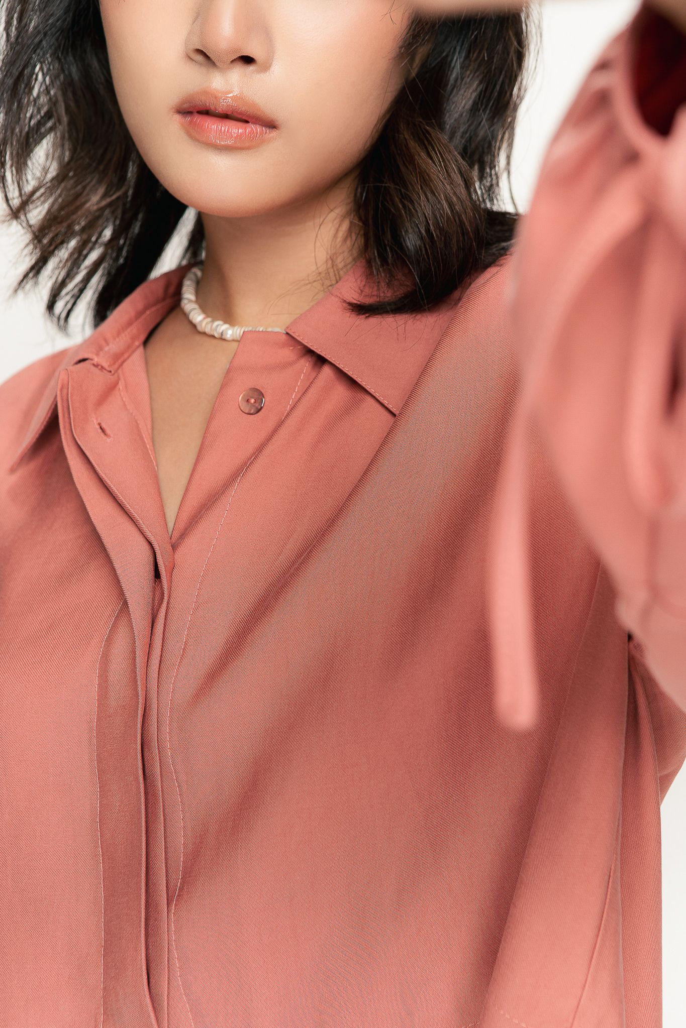  Burnt Orange Puff Sleeve Crop Shirt 