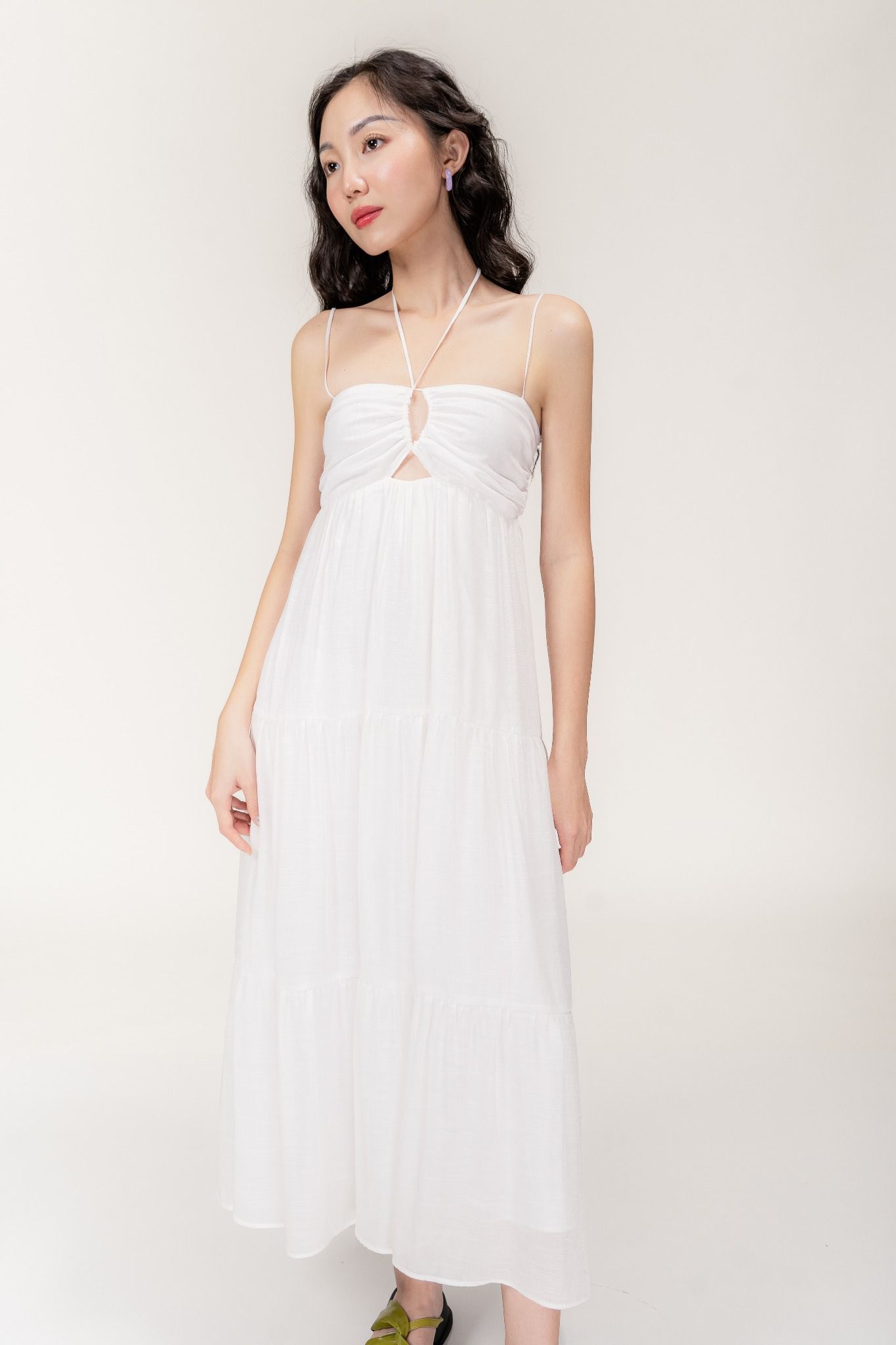  White Strappy Maxi Dress 