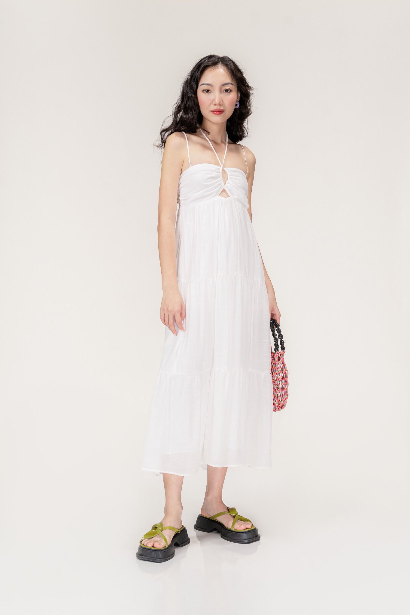  White Strappy Maxi Dress 