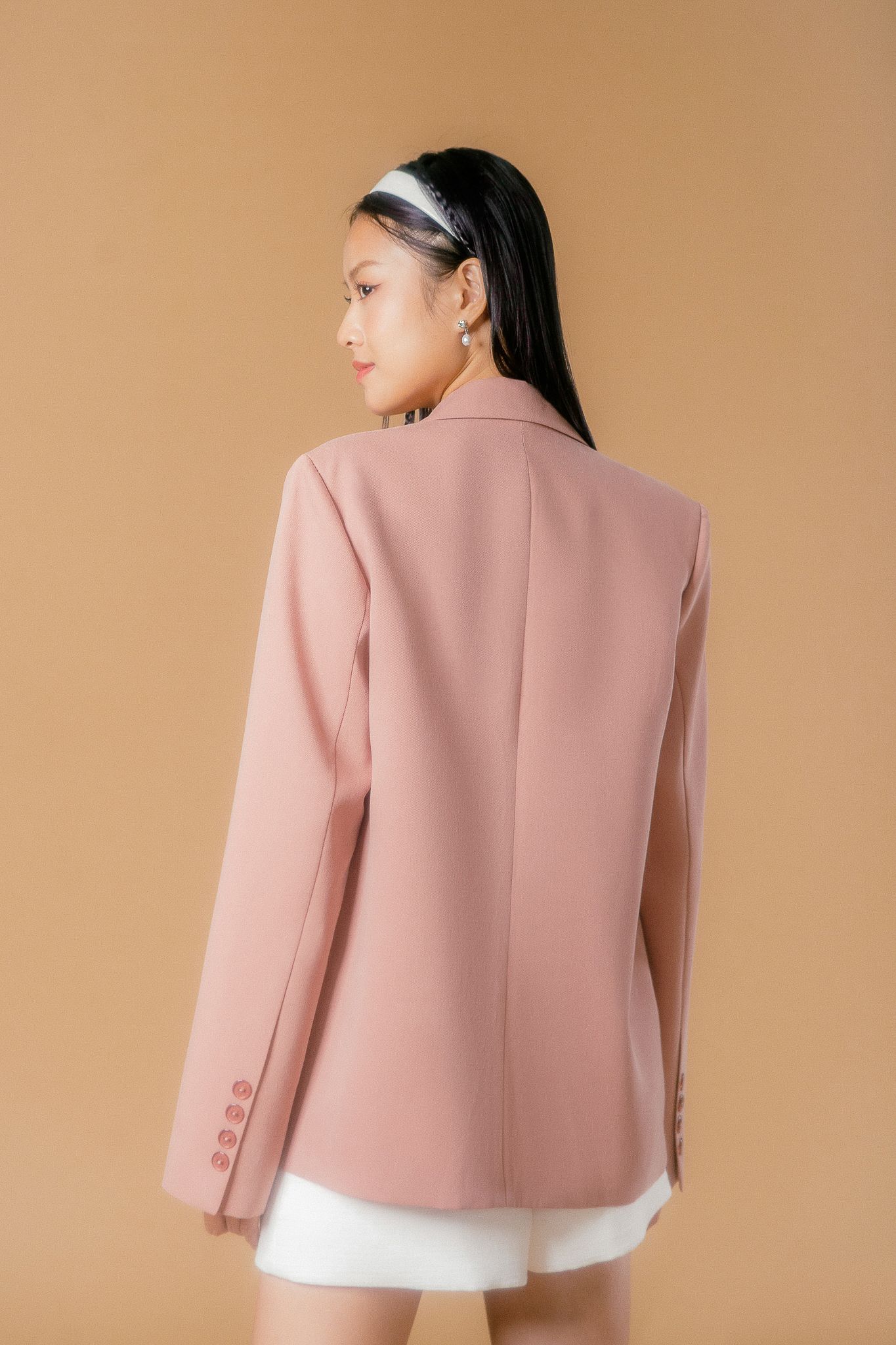  Rose Tone Ruched Blazer 