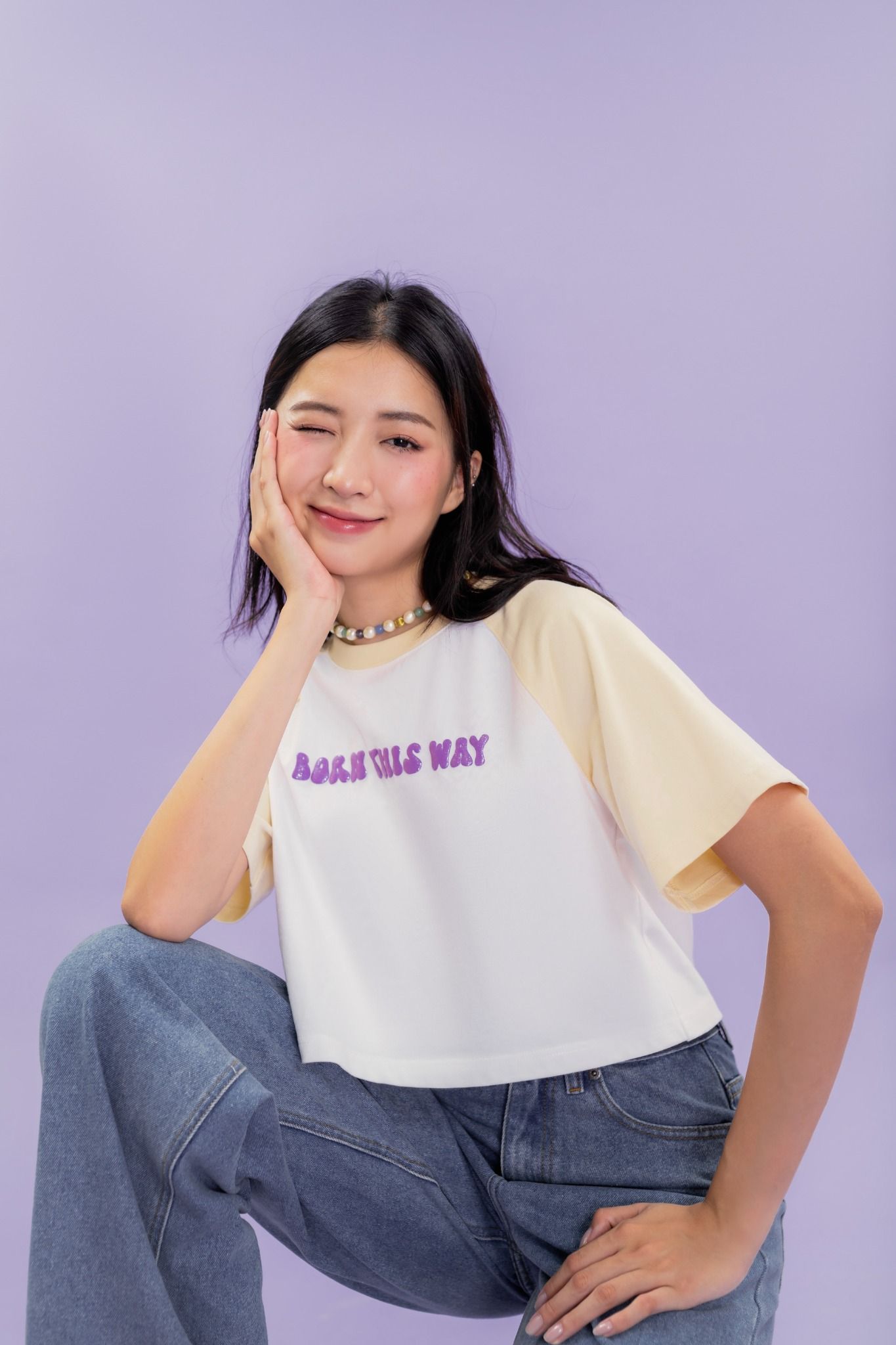  Born This Way Raglan Cropped Tee 