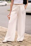  White Grey Hem Straight Leg Pants 