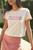  Cream Orange Neckline Printed Baby Tee 