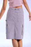 Hairline Striped Khaki Mid Length Skirt 