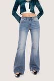  Medium Blue Low Rise Whisker Wash Flared Jeans 