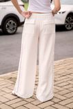  White Grey Hem Straight Leg Pants 